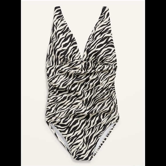 RUCHED DEEP V-NECK ONE PIECE SWIMSUIT 🩱 SIZE SMALL - Picture 3 of 13